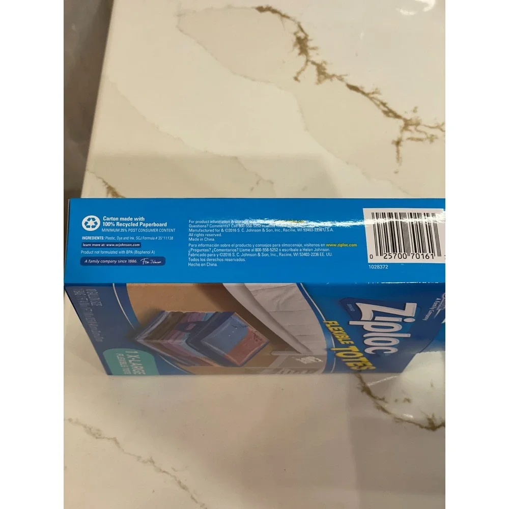 Ziploc Flexible Totes X-Large XL‎ Clear 10 Gallon Zipper Lot of 2 Open Box New